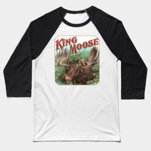 King Moose - Vintage Cigar Box Art Baseball T-Shirt